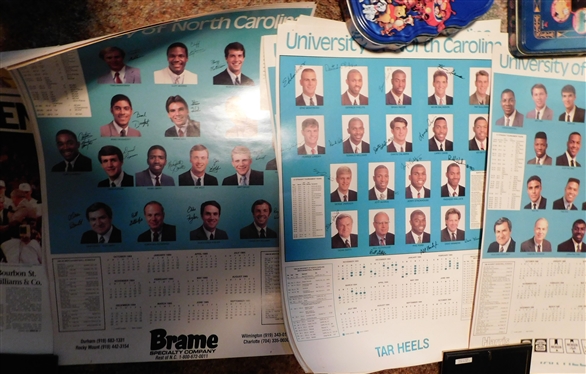16 UNC Tarheel Basketball Calendars from 1984 -1994 and 1993 Championship Poster - Multiples of Some Years - All in Good Condition 