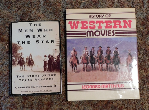 The Men Who Wear The Star - The Story of the Texas Rangers by Charles M. Robinson, III and  History of Western Movies by Leonard Matthews