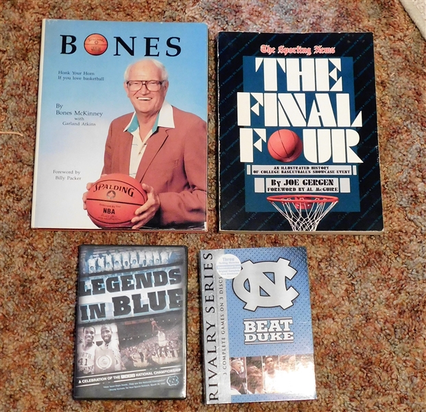 "Bones" by Bones McKinney, "The Final Four" By Joe Gergen, Legends in Blue 1982 Championship DVD, and Beat Duke Rivalry Series 3 DVD Set