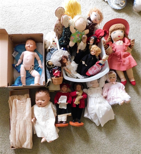 Lot of Dolls including Composition, Porcelain, and Cloth - 1 Boy Doll 