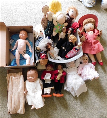 Lot of Dolls including Composition, Porcelain, and Cloth - 1 Boy Doll 