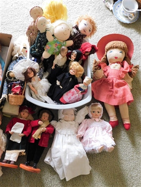Lot of Dolls including Composition, Porcelain, and Cloth - 1 Boy Doll 