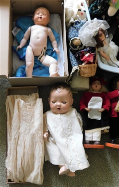 Lot of Dolls including Composition, Porcelain, and Cloth - 1 Boy Doll 