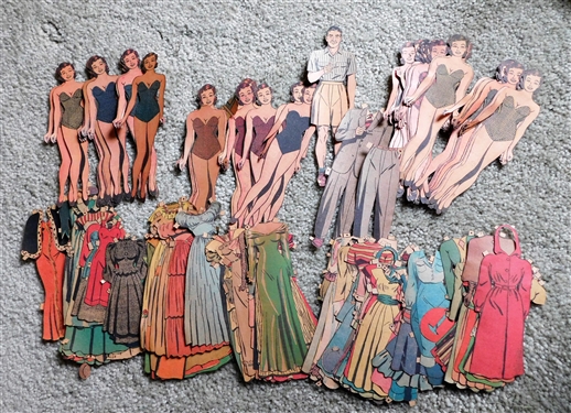 Collection of Antique Paper Dolls and Clothes - Men and Women - '