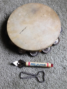 Pepsi Bottle Opener, Graham T. Day Specialties Roxboro, NC Opener, and Tambourine
