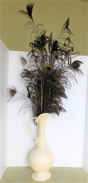 Haegar Tall Pitcher Full of Peacock Feathers - Pitcher Measures 19