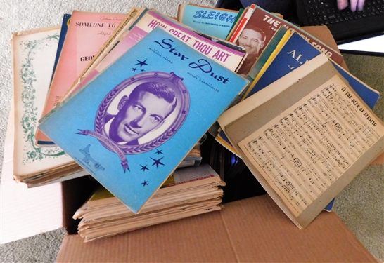 Box Lot of Books and Sheet Music including - JFK & Jackie North Carolina The Honey Song Star Dust and More