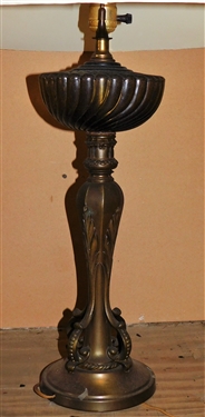Smoked Amber and Metal Oil Lamp Style Table Lamp 33 total Height