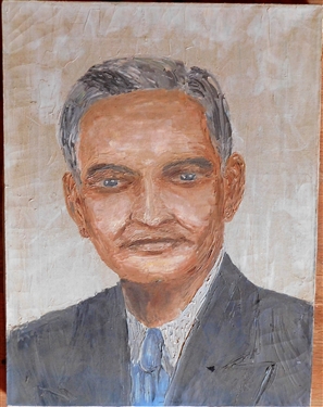Portrait of Mr. Adcock on Canvas Painted in 1965 by Harriett 18  by 13 1/2 