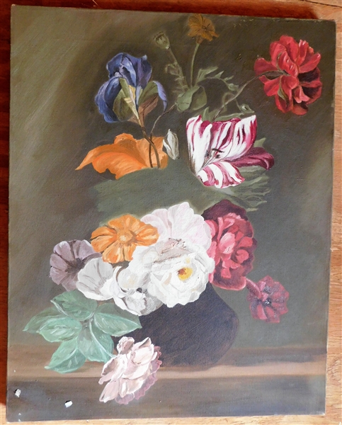 Floral Still Life Painting on Canvas - Unsigned by Harriett Adcock -Canvas Measures  16" by 20"