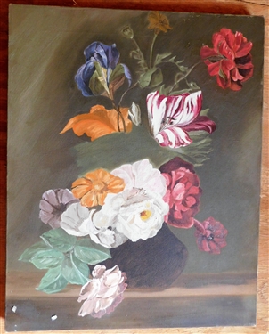 Floral Still Life Painting on Canvas - Unsigned by Harriett Adcock -Canvas Measures  16 by 20