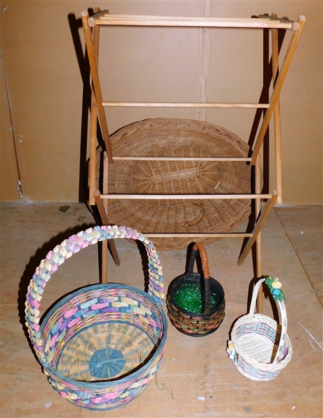 Folding Drying Rack and Lot of Baskets 