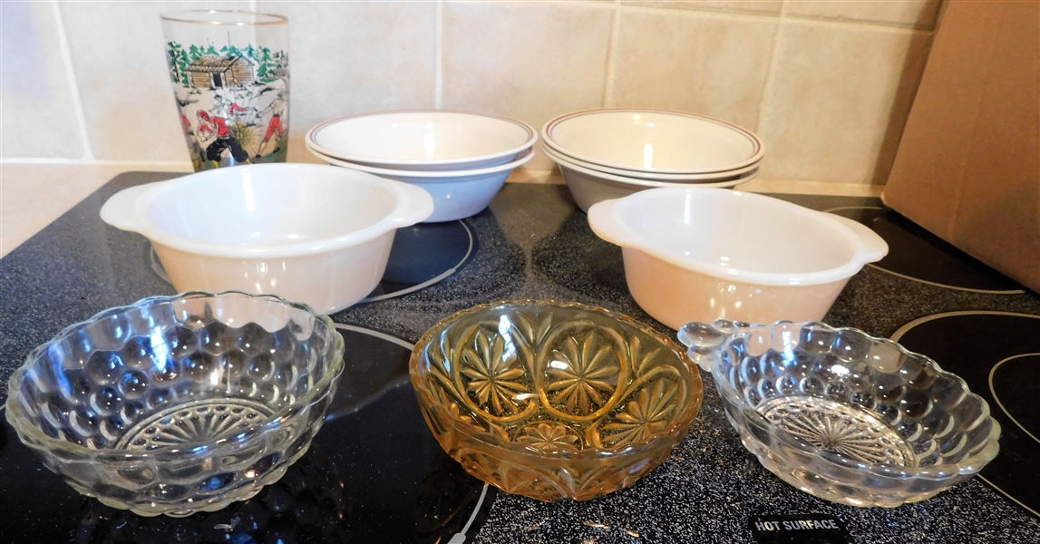 Lot of Bowls and 1 Glass - including Corelle Bowls 