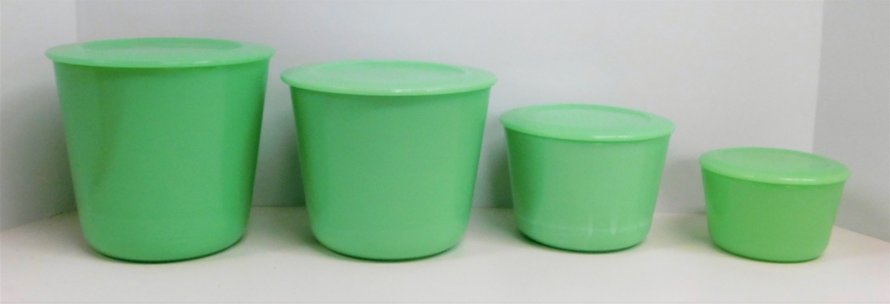 4 Piece McKee Jadeite Canister Set - Tallest 5 3/4" Smallest 2 3/4"