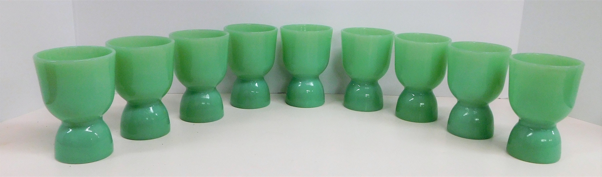 9 Jadeite Egg Cups - 4 1/4" tall