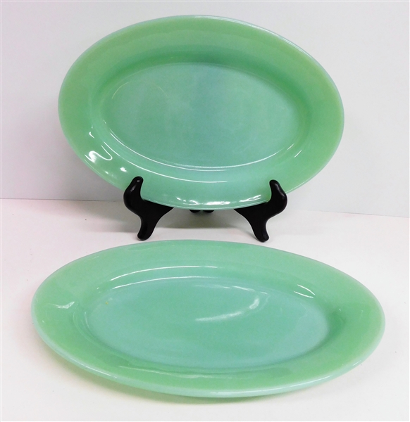 2 Fire King Jadeite Oval Platters - 9 1/2" by 6 1/2"