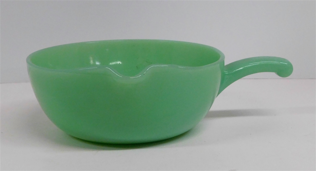 Fire King Jadeite Skillet Bowl with Handle and Pouring Spout - 6 3/4" Across