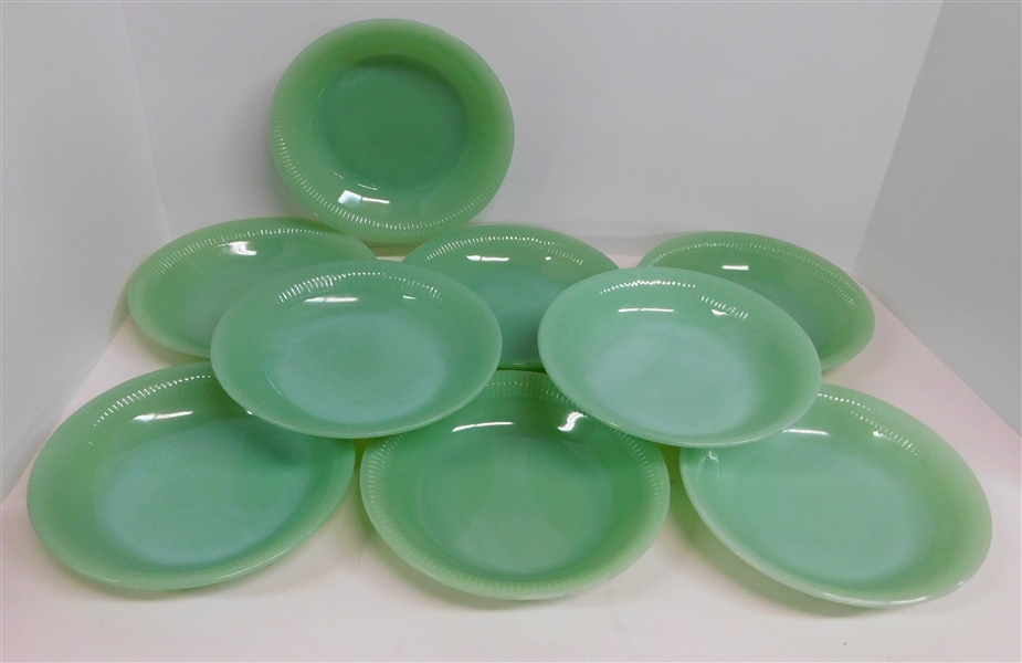 9 Jadeite Ribbed Edge Bowls - 7 1/2" Across