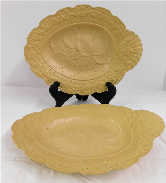 2 19th Century English Salt Glazed Dessert Dishes - Each Measures 10" by 7 3/4"