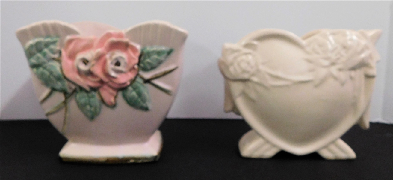 McCoy Planter with Flower and Unsigned Heart Planter - Flower Planter Measures 6" Tall