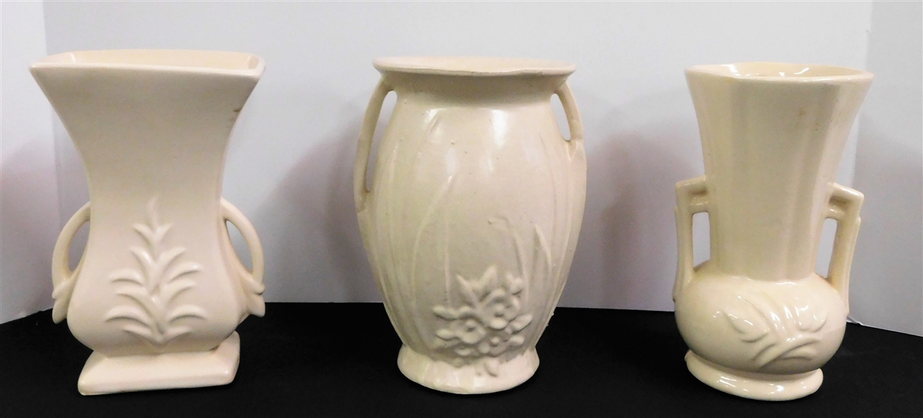 3 McCoy Vases - Center is Unsigned - All 8 1/2" tall