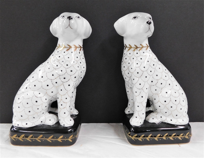 Pair of Jeanne Reed Reproduction Staffordshire Dogs - 8" Tall 