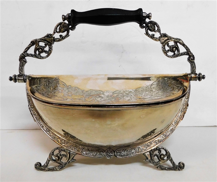 Fancy Silverplated Basket with Cherubs on Ends - 4 1/2" tall (Not including Handle) 12" by 8"