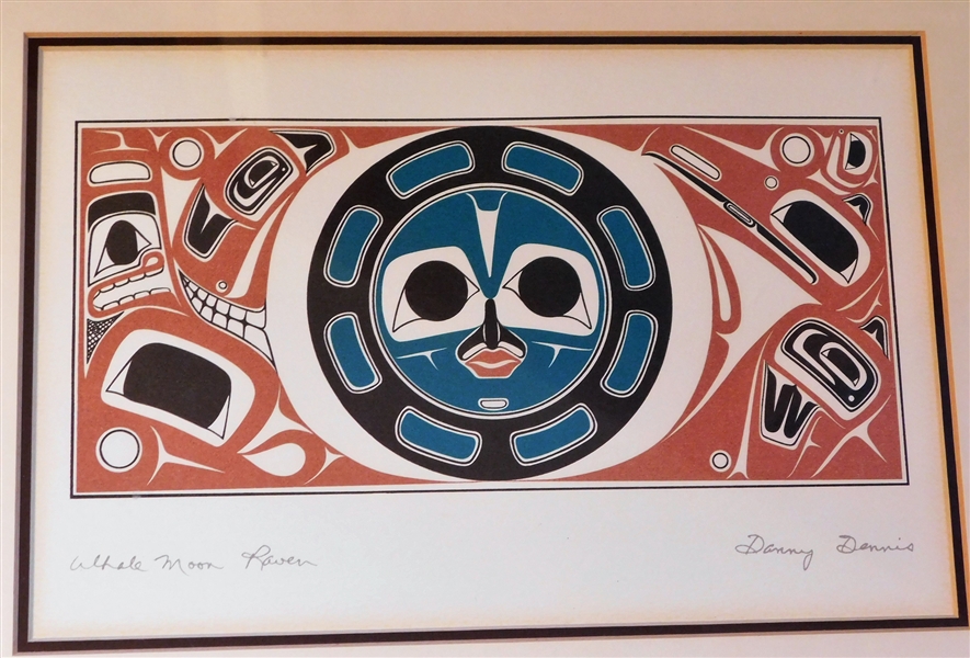 "Whale Moon Raven" by Pacific North West Artist  Danny Dennis Framed and Matted Print - 12 1/4" by 15 1/4"