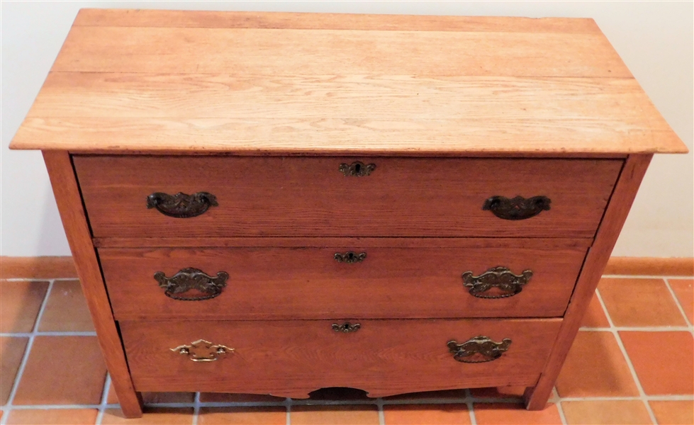 Oak 3 Drawer Chest - 31" tall 41" by 18 1/2"