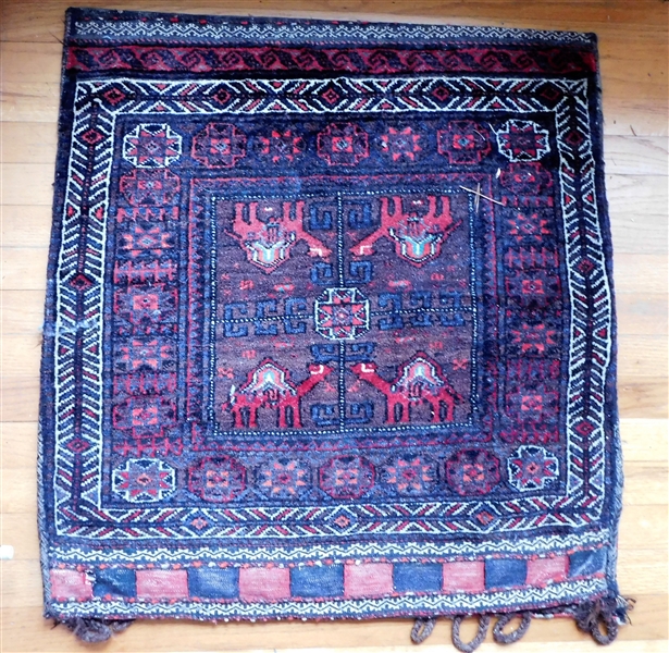 Hand Woven Textile Bag with Camels - 32" by 30"