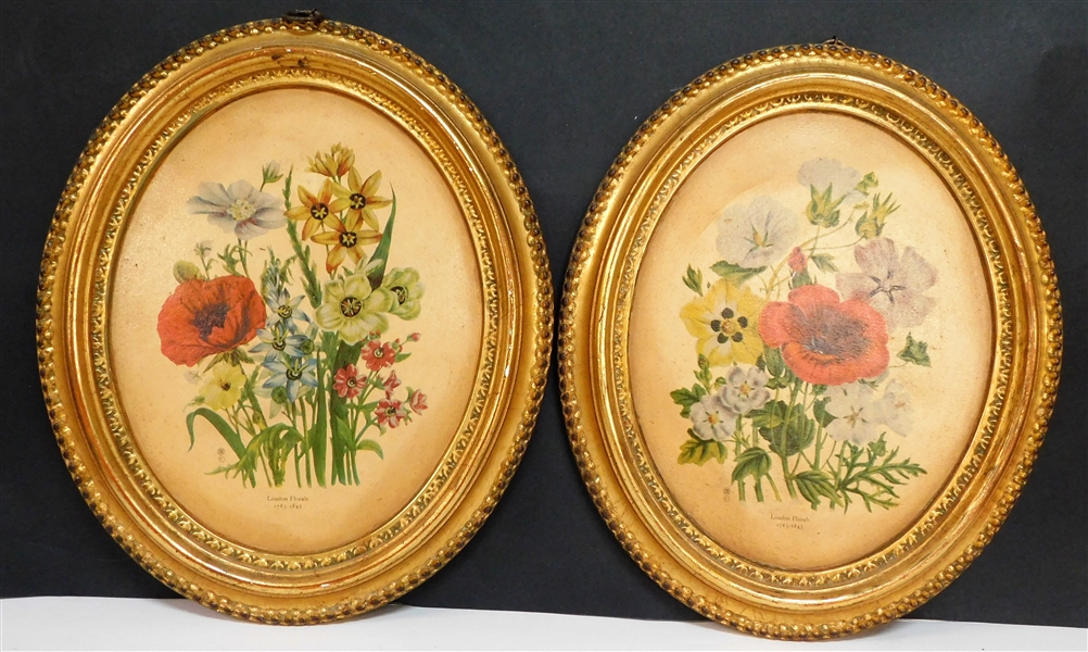 Pair of Borghese Oval Floral Chalk Plaques - 12" by 10"