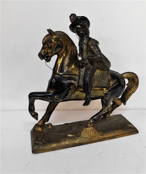 Metal Cavalier Statue - 8 1/2" tall 8 1/2" by 3"