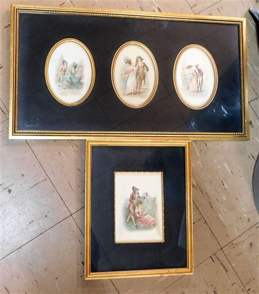 Framed and Matted Silk Prints - Single Frame Measures 10 1/2" by 9 3/4" Triple Frame Measures 10 3/4" by 19 1/4"