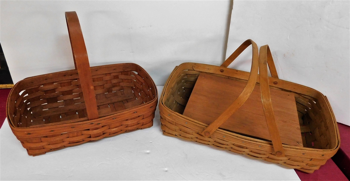 1989 Longaberger Rectangular Basket and 1986 Longaberger Basket with Moving Handles and Insert