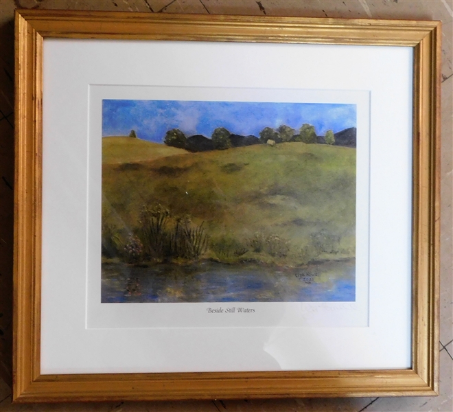 Liza Howell Print "Beside Still Waters" Artist Signed - Framed and Matted - Frame Measures 17" by 15"