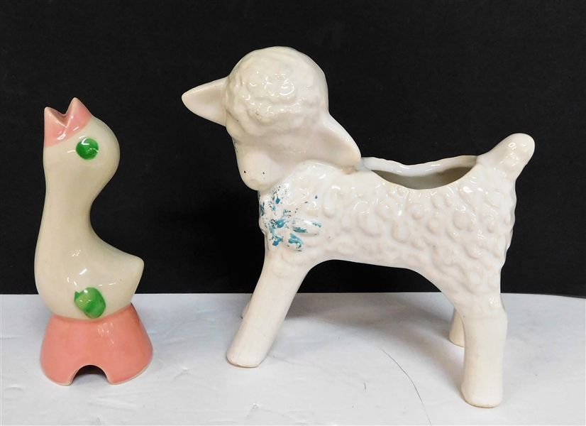 Pie Bird and Lamb Planter - Pie Bird is 5 1/2" tall 