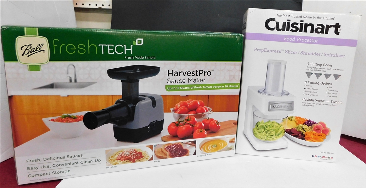 Ball Freshtech Harvest Pro Sauce Maker and Cuisinart Food Processor - Both Brand New in Boxes