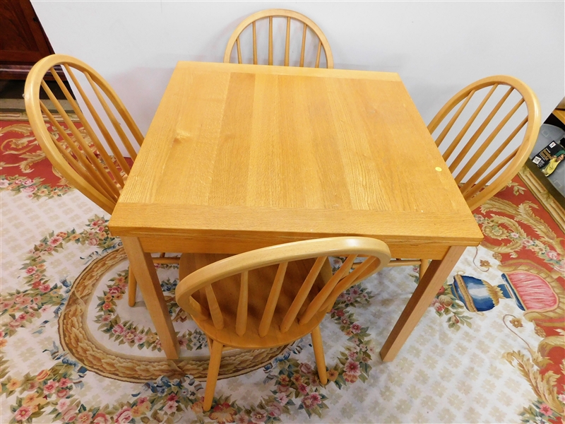 Mobler Furniture - Denmark Maple Table and 4 Chairs - Table Has Hidden Leaves - With Out Leaves Extended Measures 35 1/2" by 35 1/2" - with Leaves 67"