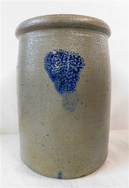 Virginia Blue Decorated Crock 9" tall 7" Across