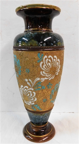 Royal Doulton England Vase with Textured Floral Details - 11 1/2" tall 