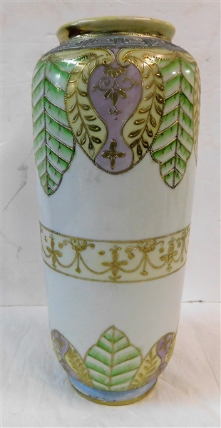 Hand Painted Japan Vase - with Gold Decoration - 10" tall 