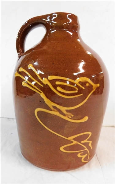 Westmoore Pottery Jug with Slip Bird Decoration - 7" tall 