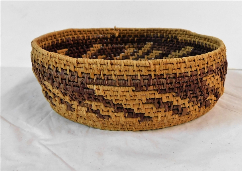 Small Handwoven Native American Basket - 2" tall 5 1/2" across