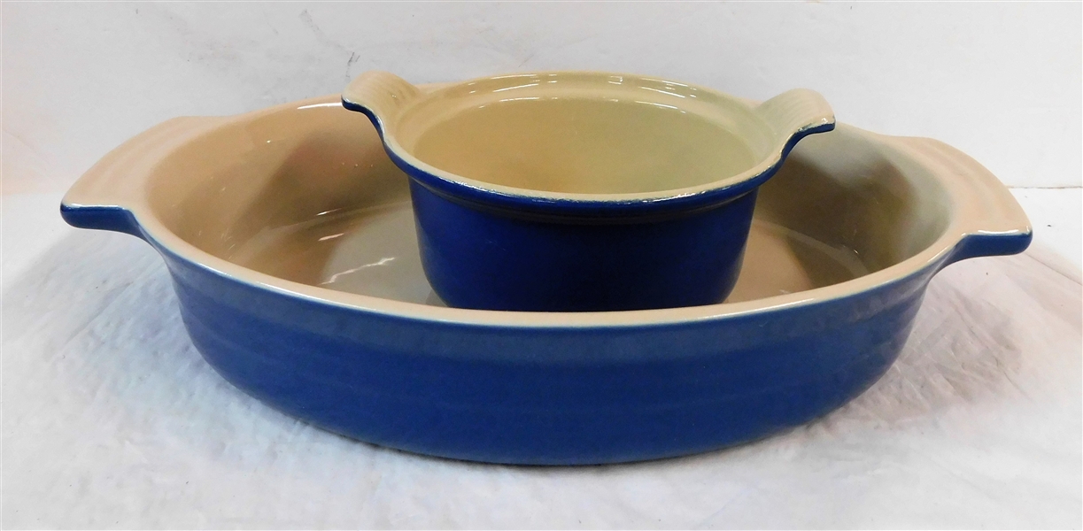 Le Creuset Oval Casserole Dish 13" by 8" and Le Creuset Round Cast Iron Enamel Number 14 Small Pot 6 1/2" by 5 1/2"