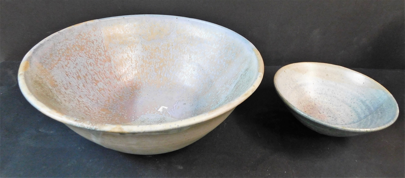 2 Artist Signed Art Pottery Bowls - Large is 9 3/4" Smaller 5 7/8"