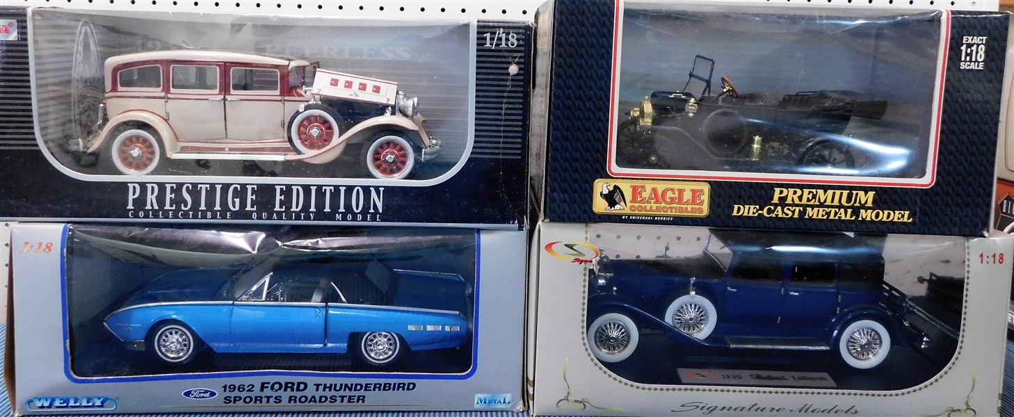 New in Original Boxes 1/18 Scale Model Cars -1931 Peerless, 1962 Ford Thunderbird, 1930 Packard LeBaron, and Other