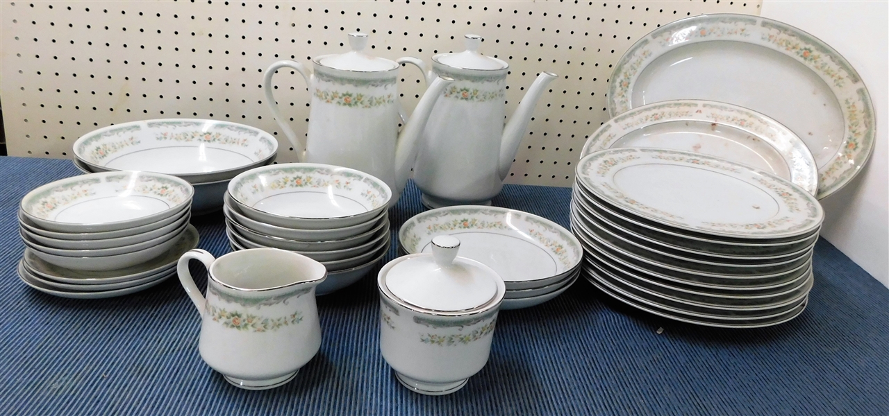 Set of "Roseville" Made in Japan China including Vegetable Bowls, Platters, Tea and Coffee Pots, Etc.