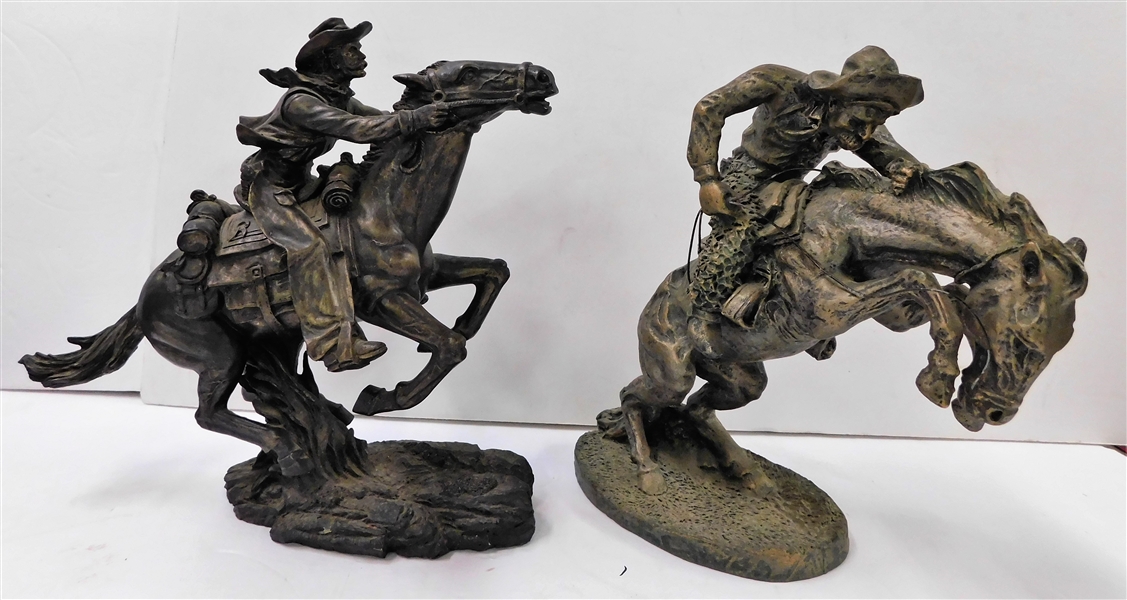 2 Composite Western Cowboy Statues - 9" tall 