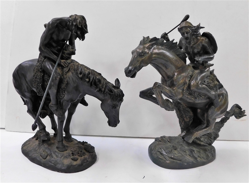 2 Composite Indian Statues - 10" Tall 