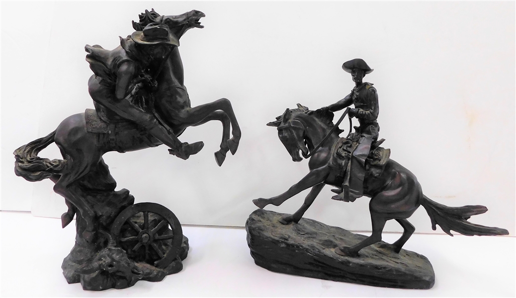 2 Composite Western Cowboy Statues - 10" and 8 1/2"